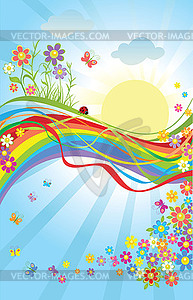 Spring colorful banner - vector EPS clipart