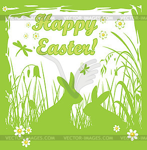 Green easter card - vector image