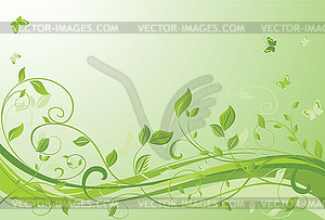 Green floral banner - vector clipart