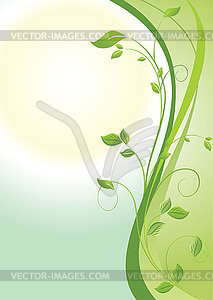 Green floral vertical banner - vector clip art