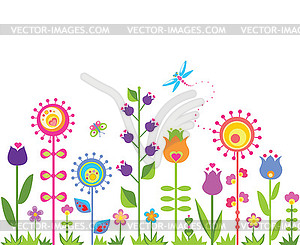 Seamless abstract floral background - color vector clipart