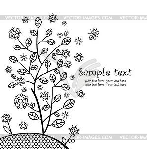 Spring card with decorative tree - vector clip art