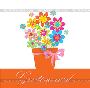 Greeting card with bouquet - vector clip art