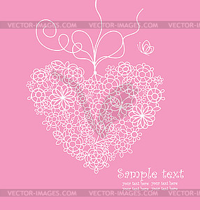 Greeting card with lacy heart - vector clipart