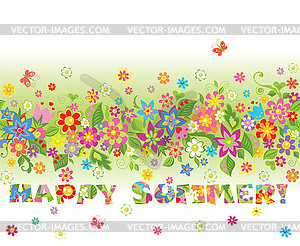 Бесшовные красочный цветочный летний границы - изображение в векторном виде