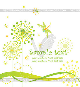 Greeting card with abstract dandelions - vector clip art