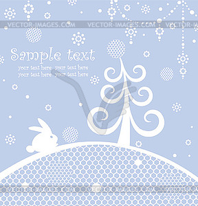 Christmas blue greeting card - vector clip art