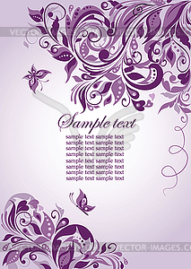 Violet floral banner - vector image