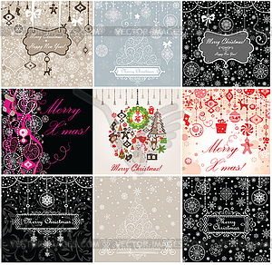 Christmas vintage cards - vector clip art