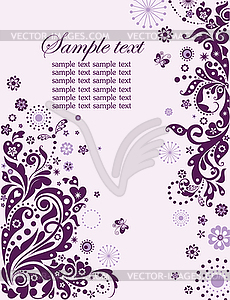 Violet floral banner - royalty-free vector image