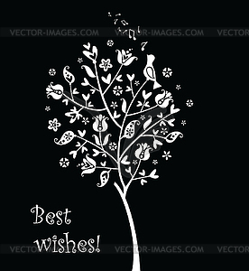 Greeting card with cute tree - vector clipart