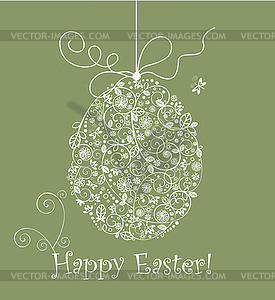 Vintage easter lacy egg - color vector clipart