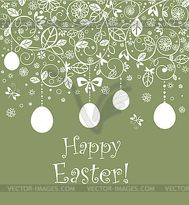 Vintage easter card with hanging egg - vector clip art