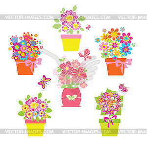 Funny greeting bouquets - vector clipart