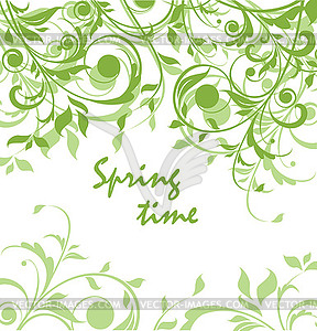 Spring green vintage floral card - vector clip art