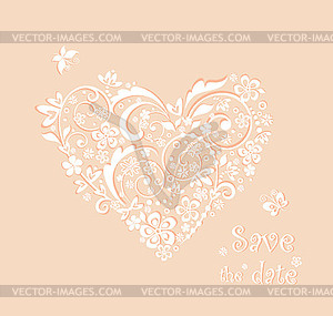 Baby girl arrival card with beautiful heart - vector image