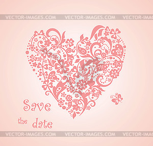 Beautiful abstract floral heart - vector clipart