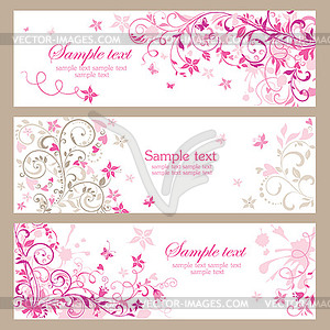 Beautiful pink horizontal banners - vector EPS clipart