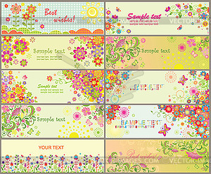 Set of greeting horizontal cards - vector image