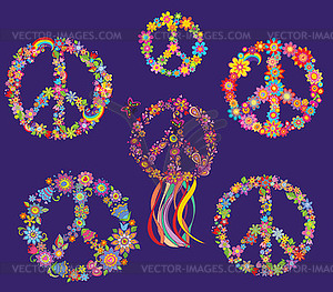 Set of Peace flower symbol - vector clipart