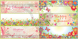 Spring and summery horizontal banners - vector image