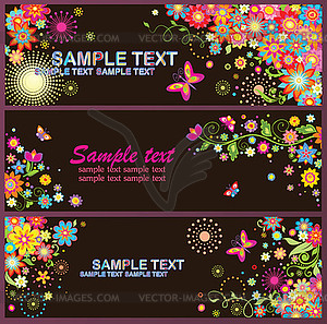 Summery horizontal banners - vector clipart