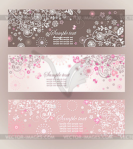 Beautiful floral horizontal banners - vector clipart