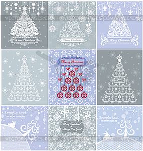 Christmas blue pastel greeting cards - vector image