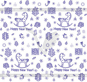 New Year greeting wallpaper with little horse - vector EPS clipart