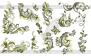 Vintage olive design elements - vector clipart