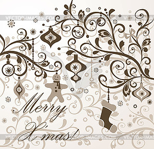 Vintage xmas decoration - vector clip art