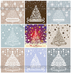 Greeting cards with christmas tree - vector EPS clipart