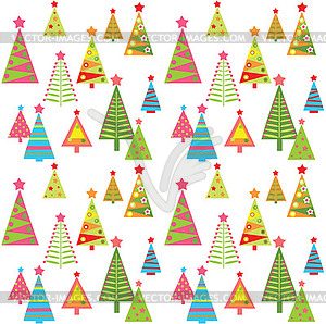 New Year wallpaper with colorful firs - vector image