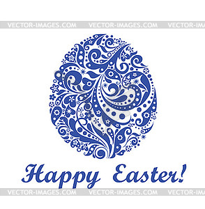 Decorative easter blue egg - vector image