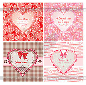 Greeting labels with hearts - vector image