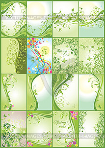 Spring green vertical banners - vector clipart