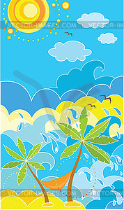 Summer holiday poster with palm - vector image