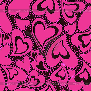 Seamless pattern with pink hearts - vector clipart