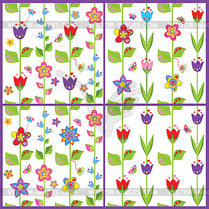 Набор смешных весной цветочные обои - цветной векторный клипарт
