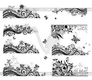 Set of vintage backgrounds (black and white) - vector image