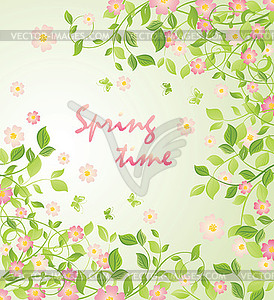 Background with blooming tree - vector clip art