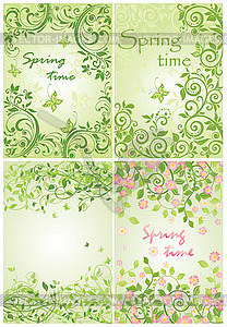 Floral green banners - vector clip art