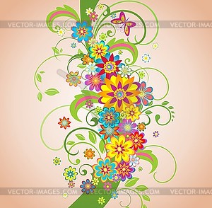 Summer floral border - vector image