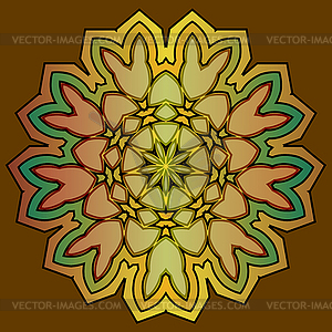 Gold brown spiral Fire flaming flower - vector clipart