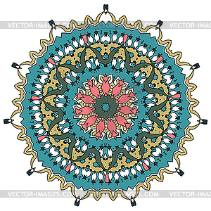 Кружева цветочные красочным этническим орнаментом - векторизованное изображение клипарта