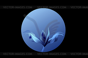 Rose BLUE petal flower shell on black - vector image