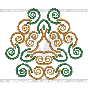 Lace imag retro helix green with yellow - vector image
