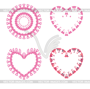 Pink spring flowers hearts - vector image