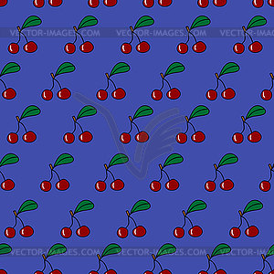 Seamless pattern with fresh cherry - vector image