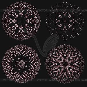 Set of 4 ornamental round lace patterns - vector image